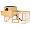 75" Wooden Chicken Coop with Nesting Box, Removable Tray, Ramp Run, for Garden Backyard, Natural Wood
