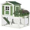 49" Chicken Coop Wooden Hen House with Nesting Box Tray Asphalt Roof Green