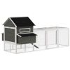 137" Wooden Chicken Coop for 8-10 Chickens, Backyard, Dark Gray