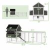 137" Wooden Chicken Coop for 8-10 Chickens, Backyard, Dark Gray