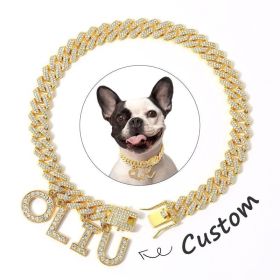 Luxury Alloy Dog Firewood Walking Collar (Option: Glod-50cm)
